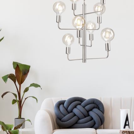 Lühter ORLANDO 8xE27/60W/230V hõbe