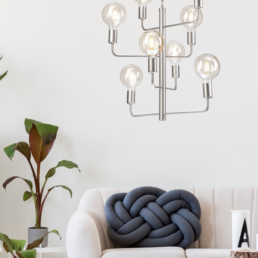 Lühter ORLANDO 8xE27/60W/230V hõbe