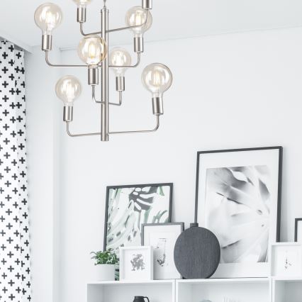 Lühter ORLANDO 8xE27/60W/230V hõbe