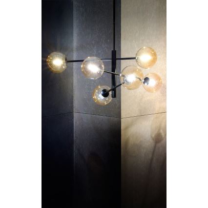 Lühter ORO 6xG9/12W/230V must/kuldne