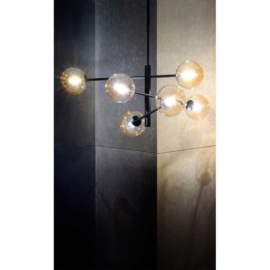 Lühter ORO 6xG9/12W/230V must/kuldne