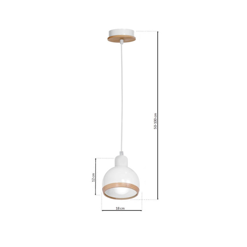 Lühter OVAL 1xE27/60W/230V valge