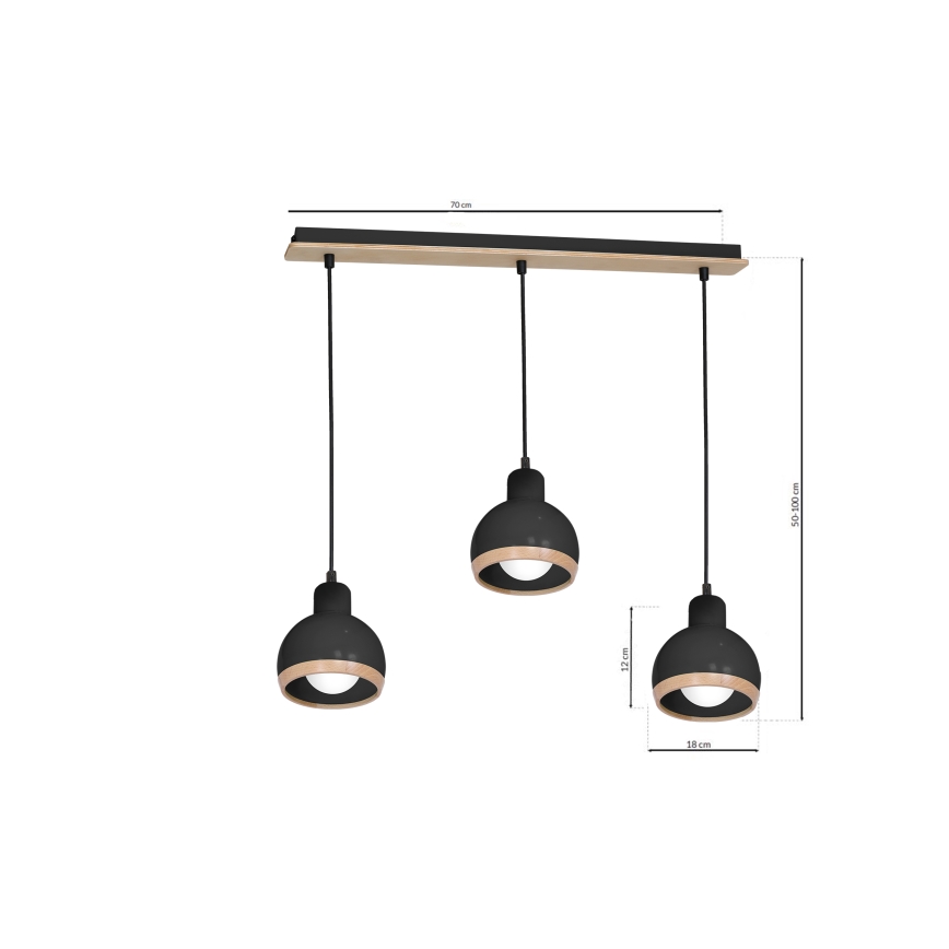 Lühter OVAL 3xE27/60W/230V must