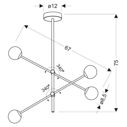 Lühter PAKSOS 4xG9/5W/230V hall