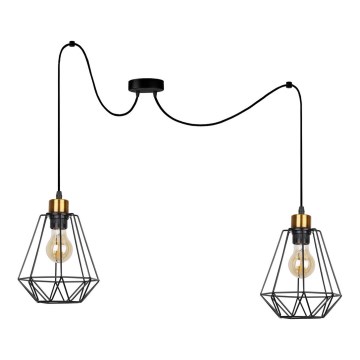 Lühter PRIMO 2xE27/60W/230V ämblik must/kuldne