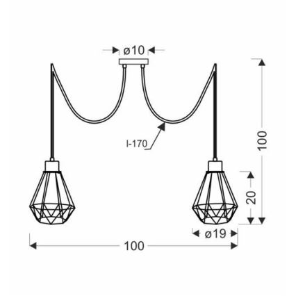 Lühter PRIMO 2xE27/60W/230V ämblik must/kuldne