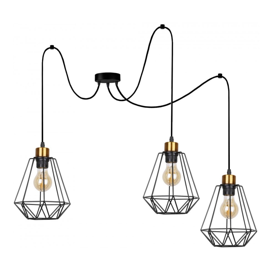 Lühter PRIMO 3xE27/60W/230V ämblik must/kuldne