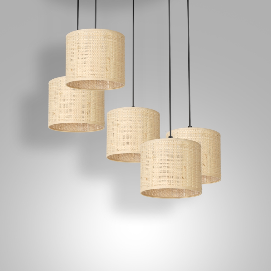 Lühter RATTAN 5xE27/60W/230V punutud