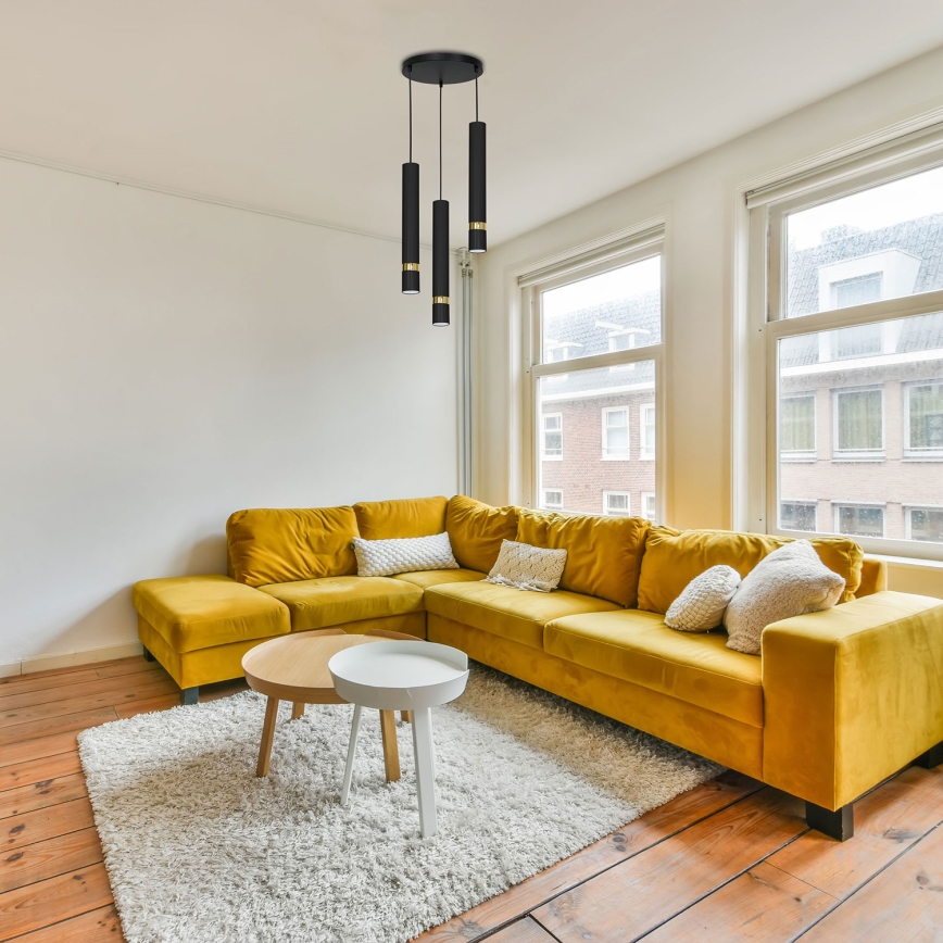 Lühter RENO 3xGU10/8W/230V must/kuldne