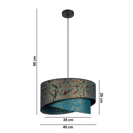 Lühter REZO 1xE27/60W/230V türkiis/kuldne