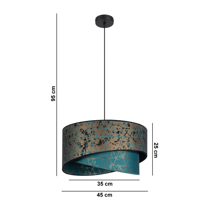 Lühter REZO 1xE27/60W/230V türkiis/kuldne