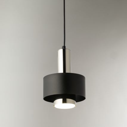 Lühter RIF LUX 1xGX53/12W/230V d. 15 cm must/läikiv kroom