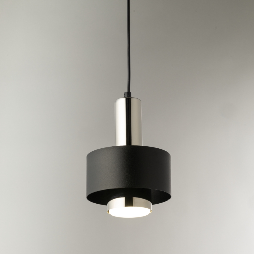 Lühter RIF LUX 1xGX53/12W/230V d. 15 cm must/läikiv kroom