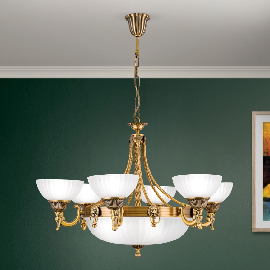 Lühter ROCCA 9xE27/60W/230V d. 75 cm pronks/valge
