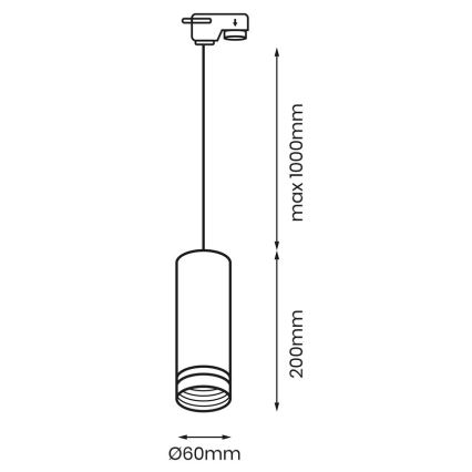 Lühter rööbassüsteemi PIPE 1xGU10/25W/230V must