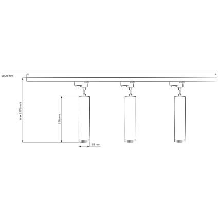 Lühter rööbassüsteemile MARIBEL 3xGU10/10W/230V + 1 m siin süsteem valge