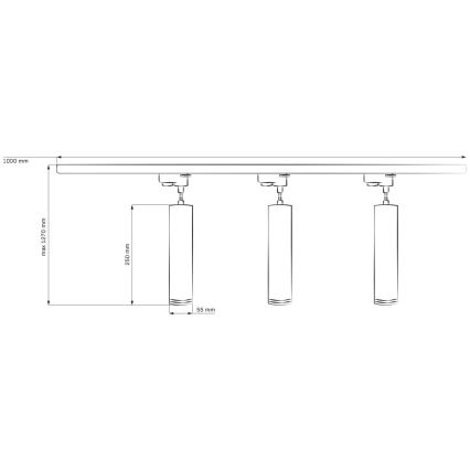 Lühter rööbassüsteemile MARIBEL 3xGU10/10W/230V + 1 m siin süsteem must