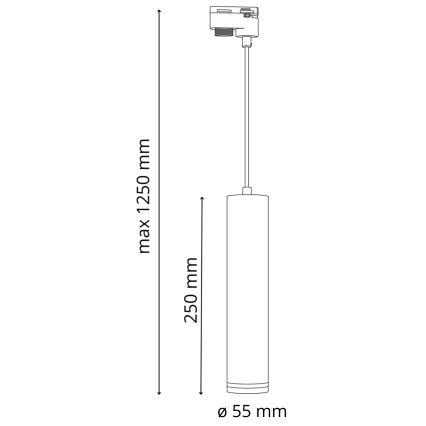 Lühter rööbassüsteemile PARIIS 3xGU10/10W/230V + 1 m siin süsteem valge