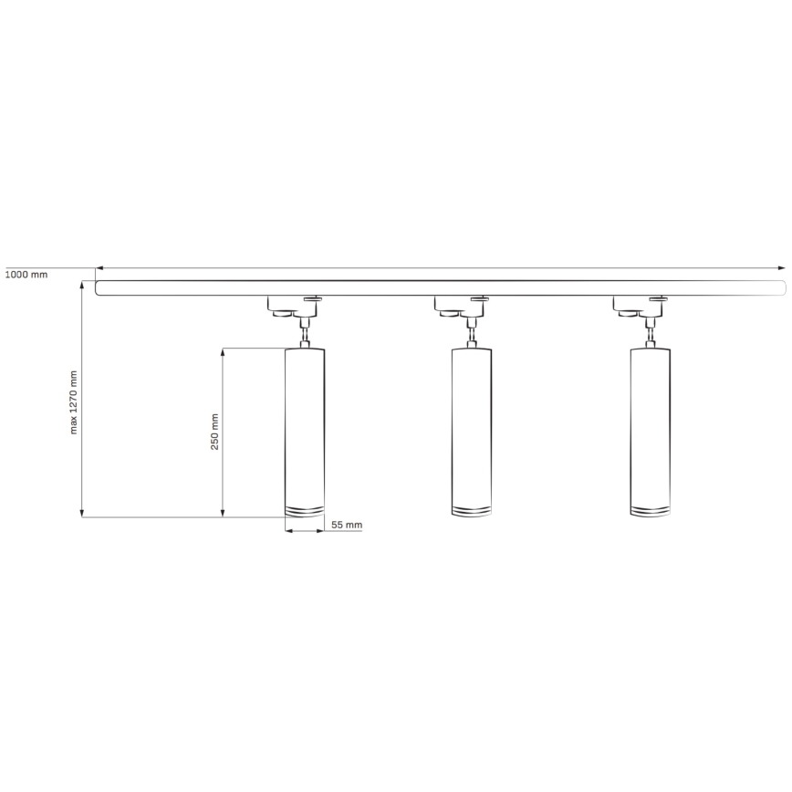 Lühter rööbassüsteemile PARIIS 3xGU10/10W/230V + 1 m siin süsteem valge