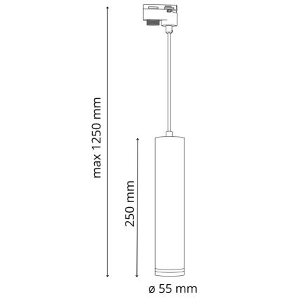 Lühter rööbassüsteemile PARIIS 3xGU10/10W/230V + 1 m siin süsteem must