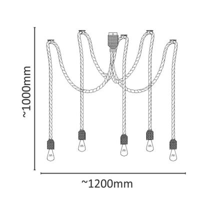 Lühter ROPE CASA 5xE27/12W/230V ämblik