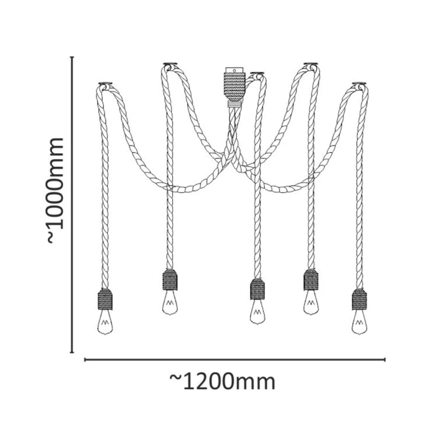 Lühter ROPE CASA 5xE27/12W/230V ämblik