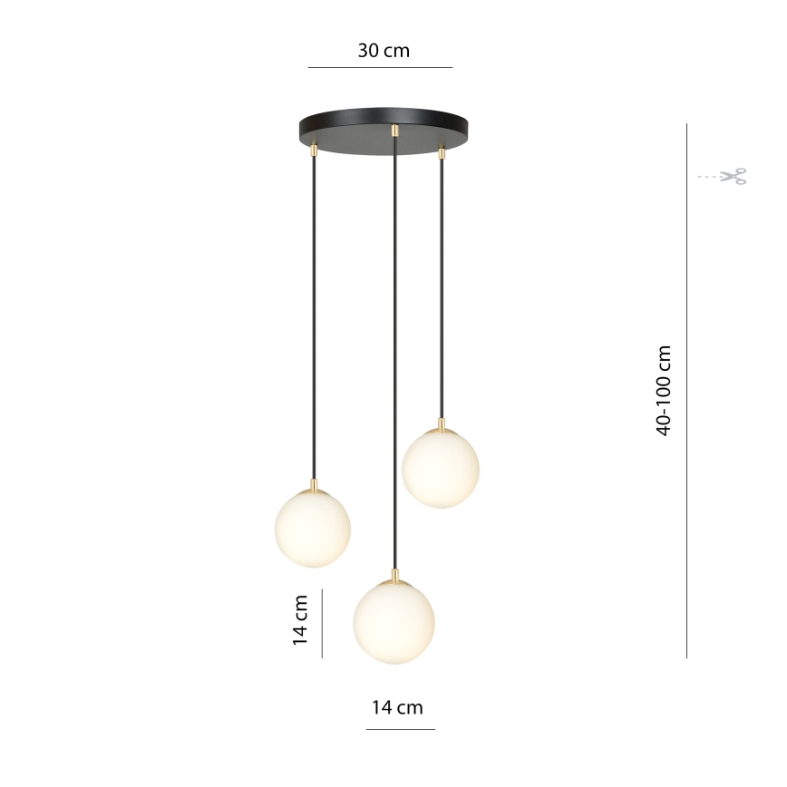 Lühter ROYAL 3xE14/10W/230V d. 30 cm must