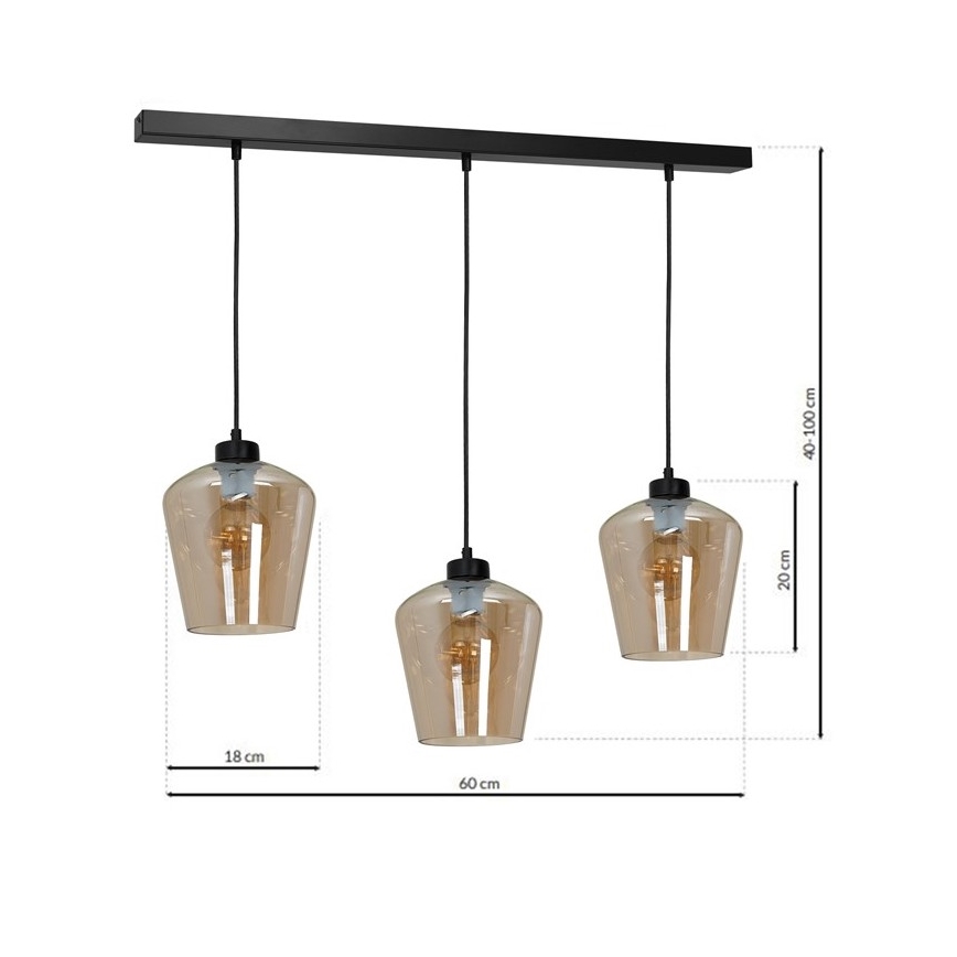 Lühter SANTIAGO 3xE27/60W/230V pruun