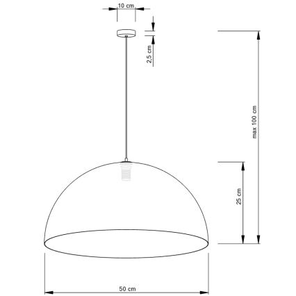 Lühter SFERA 1xE27/60W/230V d. 50 cm must/vask