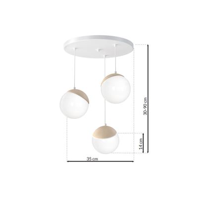 Lühter SFERA WOOD 3xE14/40W/230V