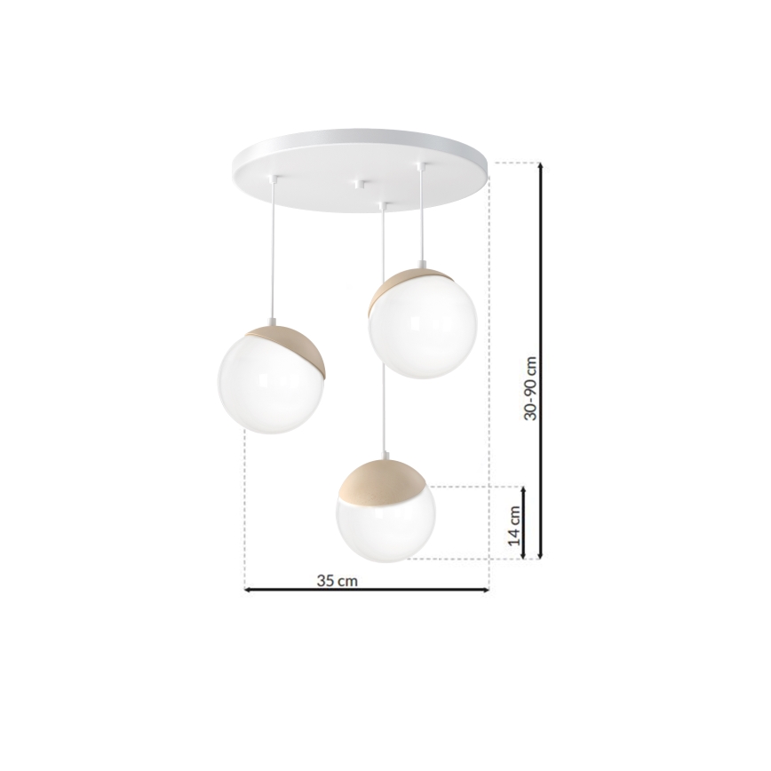 Lühter SFERA WOOD 3xE14/40W/230V