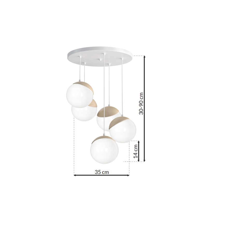 Lühter SFERA WOOD 5xE14/40W/230V
