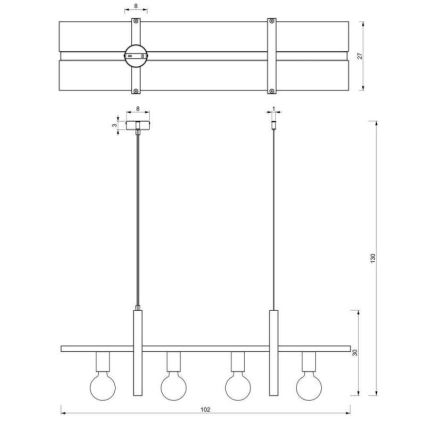 Lühter SHELF 4xE27/60W/230V