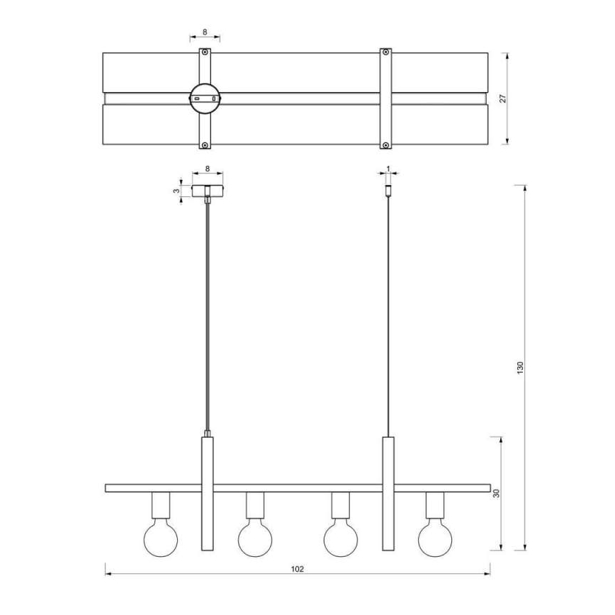 Lühter SHELF 4xE27/60W/230V
