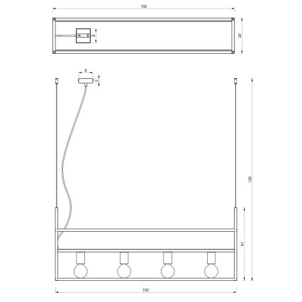 Lühter SHELF 4xE27/60W/230V