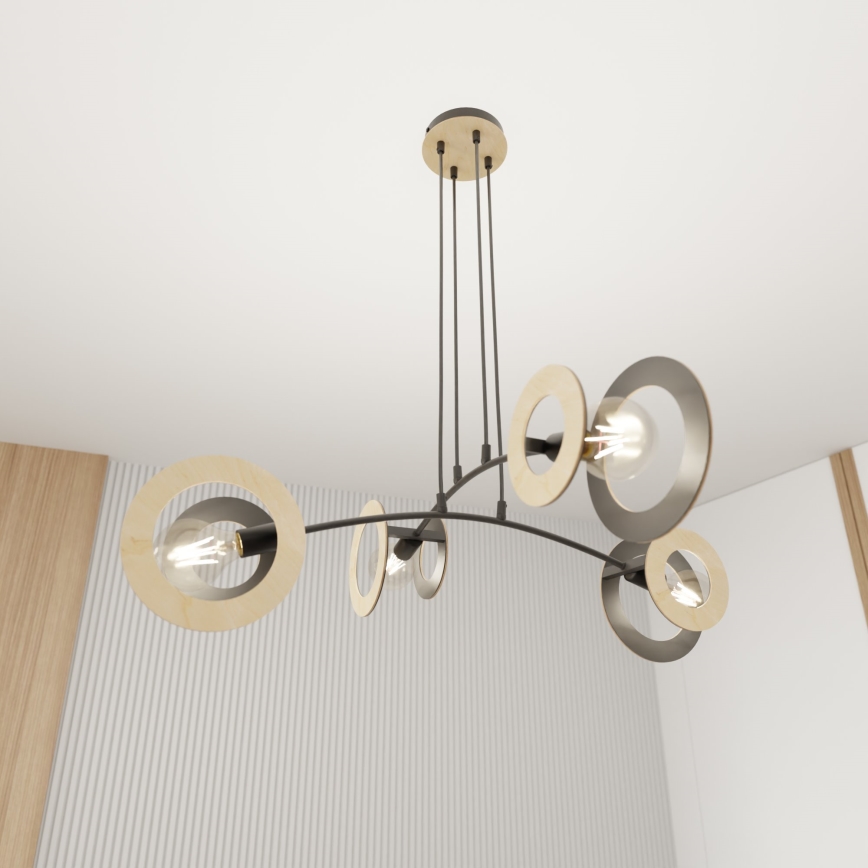 Lühter SKIVA 4xE27/15W/230V must/beež