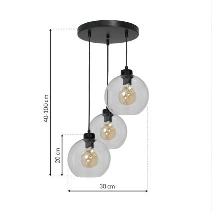 Lühter SOFIA 3xE27/60W/230V läbipaistev