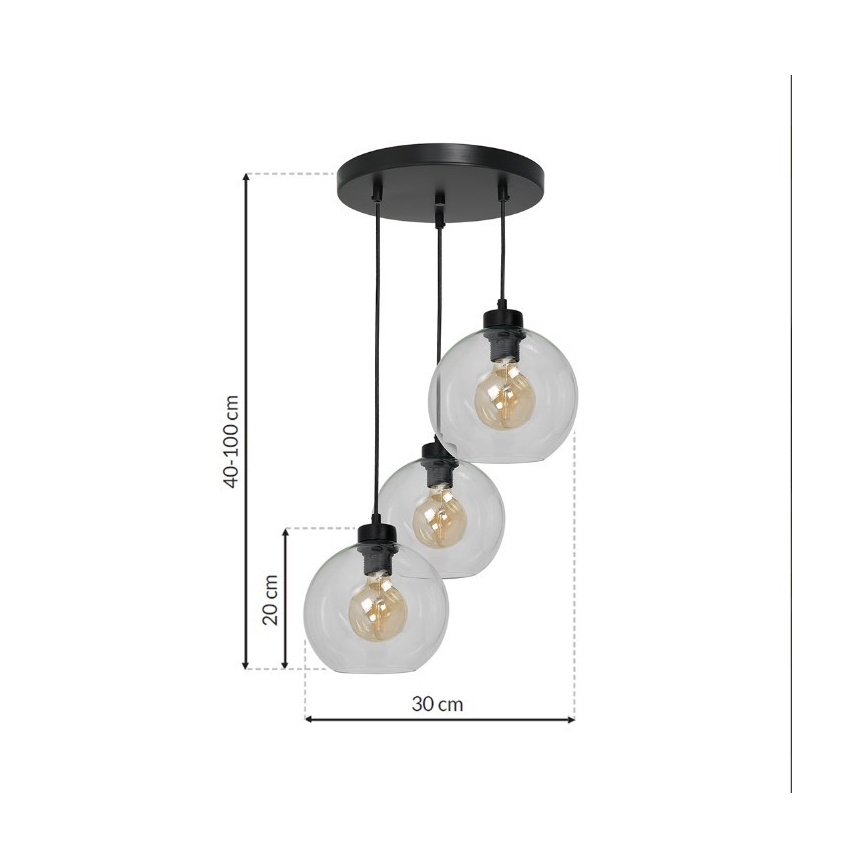 Lühter SOFIA 3xE27/60W/230V läbipaistev