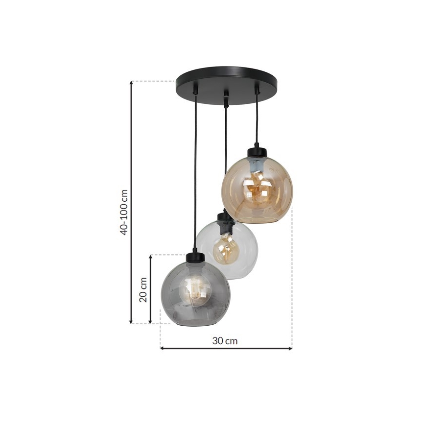 Lühter SOFIA 3xE27/60W/230V mitmevärviline