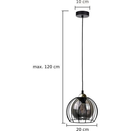 Lühter SOLO BLACK 1xE27/60W230V must/kuldne