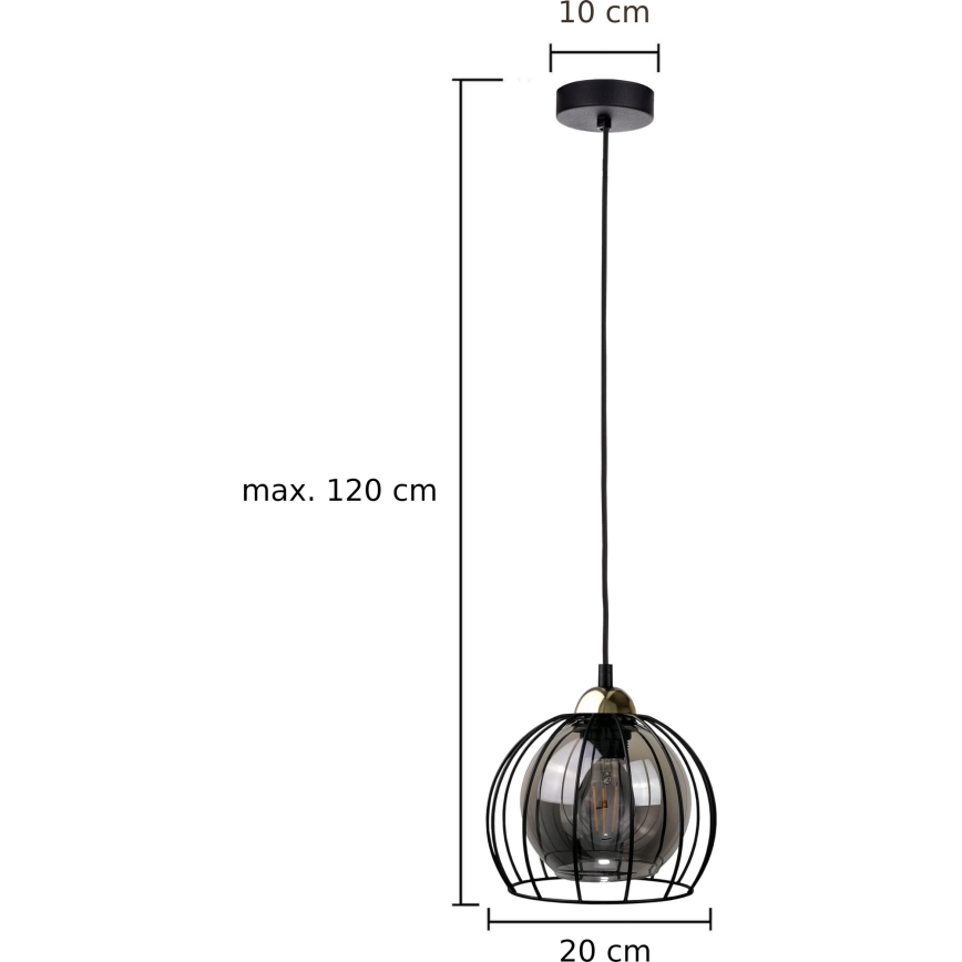 Lühter SOLO BLACK 1xE27/60W230V must/kuldne