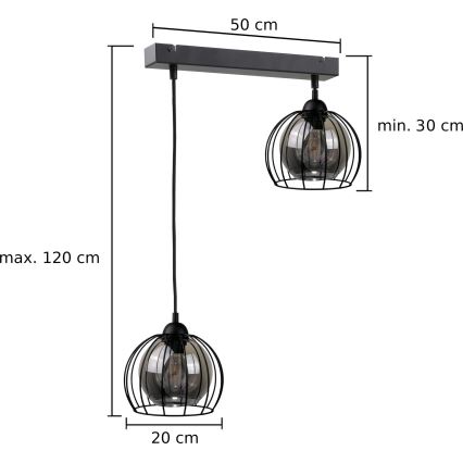 Lühter SOLO BLACK 2xE27/60W/230V