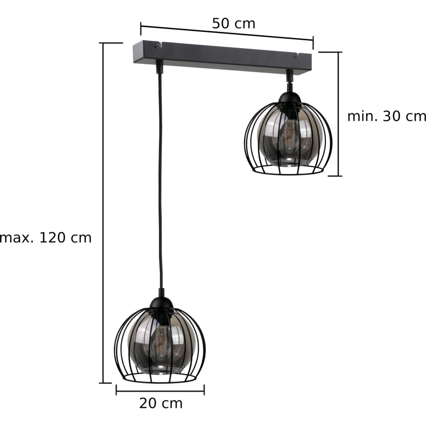Lühter SOLO BLACK 2xE27/60W/230V