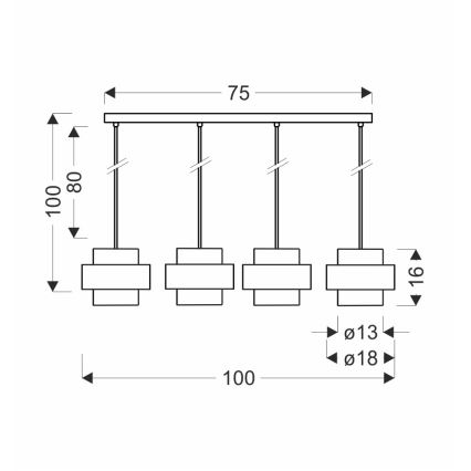 Lühter SPIEGA 4xE27/60W/230V kuldne/must