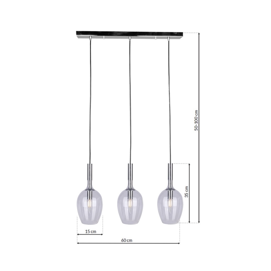 Lühter TANGO 3xE14/40W/230V läbipaistev