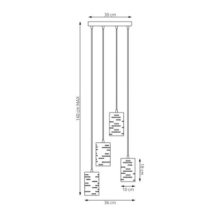 Lühter TANK 4xE27/15W/230V must