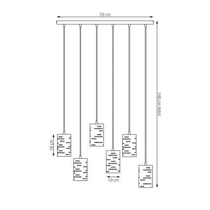 Lühter TANK 6xE27/15W/230V must