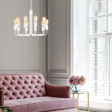 Lühter TIFFANY 10xE27/60W/230V valge