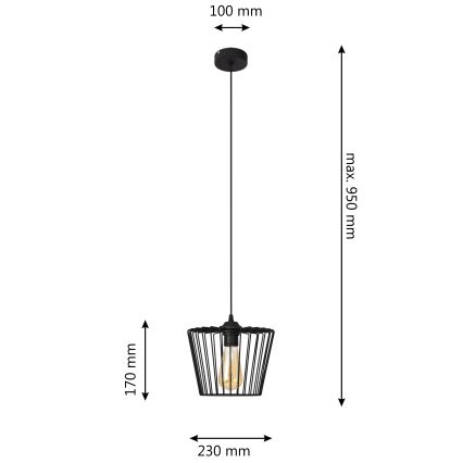 Lühter TORRI 1xE27/15W/230V d. 23 cm must