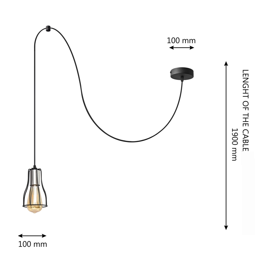 Lühter TUBE 1xE27/15W/230V must/läikiv kroom